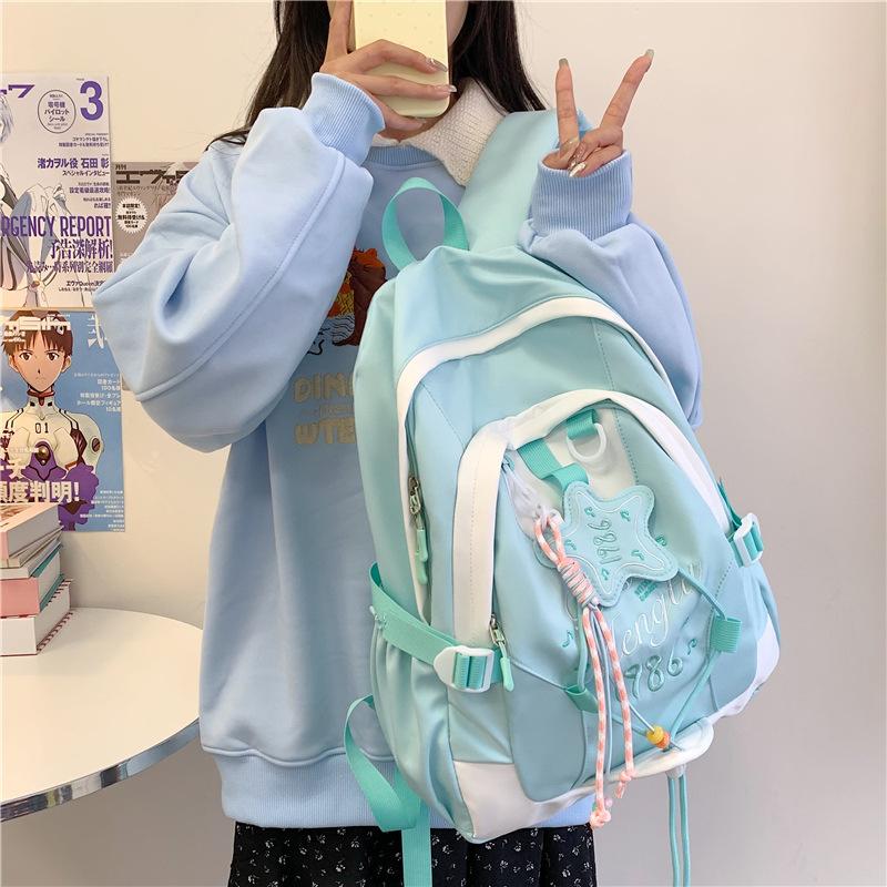 school students Korean version of casual large-capacity backpack sweet college style high school student backpack tide