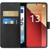 Hülle - Phonillico® - Xiaomi Redmi Note 13 Pro 4G - Geldbörse Schwarz - Lederoptik - Videoständer