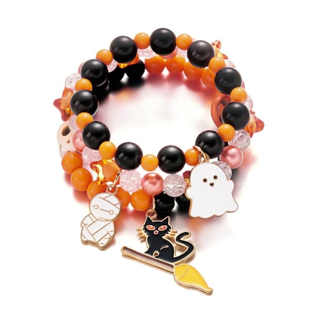3pcs Gothic Style Pumpkin Pendant Bracelet Zinc Zinc Zinc Alloy Colorful Beaded Bracelet  Party