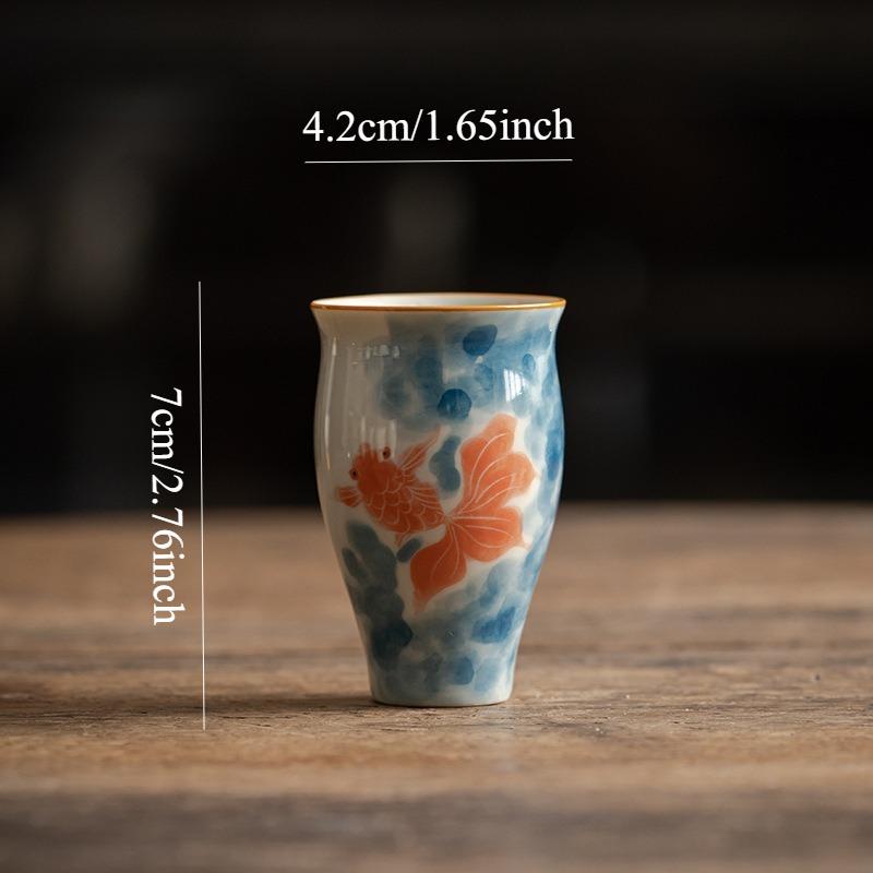 Traditional Chinese Tea Cup Ceramic Hand Painted Zen Style Kung Fu Tea Set Asian Home Decor