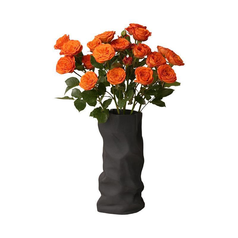 Wrinkled Vase Ceramics Simple Flower Arrangement Advanced Feeling Black White Home Living Room Desktop Decoration Gift