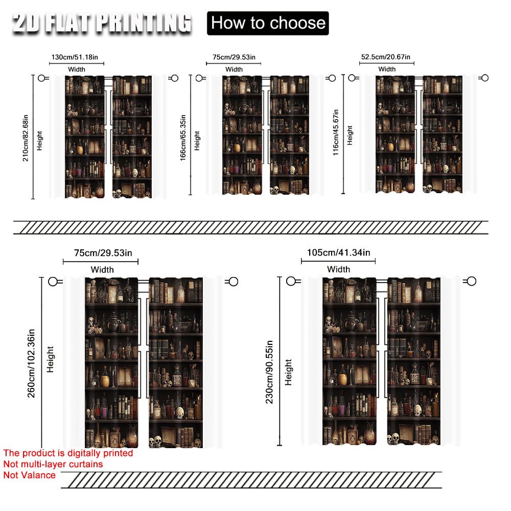 2pc   Drapes Bookshelf Skull Floral Candles Machine Washable Polyester  Without Electricity Family Party Suitable for Carnival