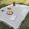 With Tassel Waffle Weave Tablecloth Thickened Outdoor Lawn Floor Mat  Outdoor
