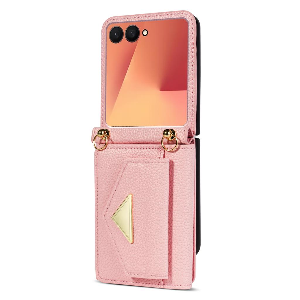 Crossbody Leather Case For Samsung Galaxy Z Flip 7 FE 6 5 4 3 5G Z Flip7FE Card Solt Wallet Long Lanyard Strap Phone Cover