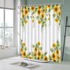 Featuring Vibrant Sunflowers, Green Leaves, Elegant Stripes, And Warm Sunshine For Bright Bathroom Decor