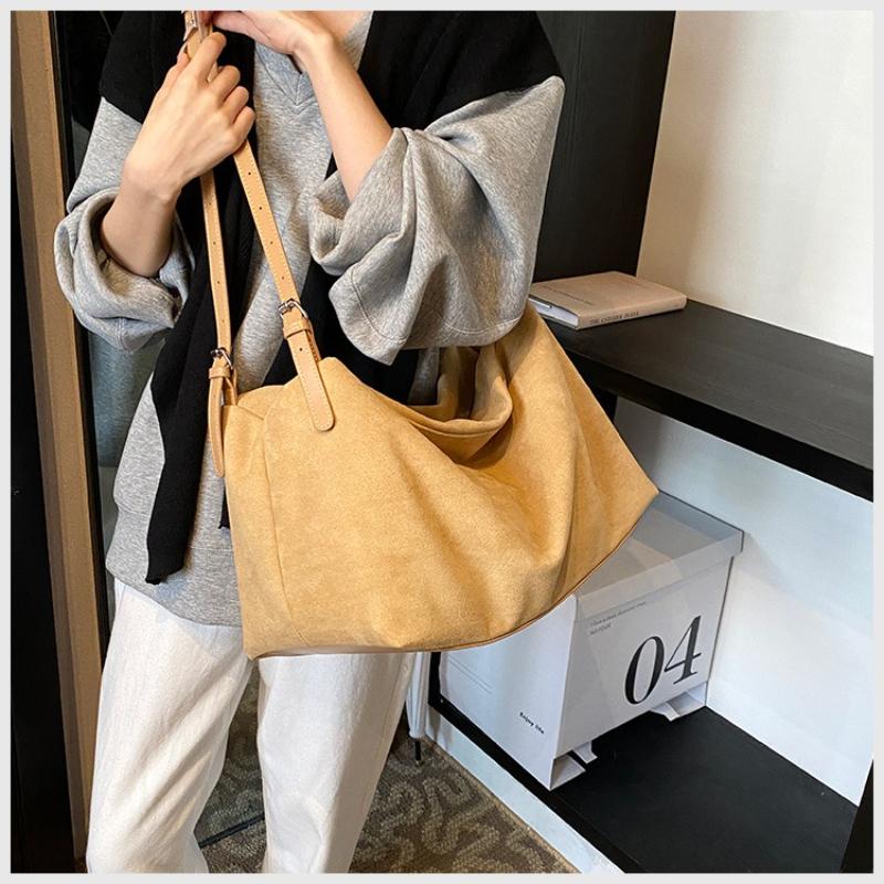 Large Capacity Suede Crossbody Shoulder Bag Vintage Simple Texture Tote Bag for Women Fashi Lazy Style Storage Commuter Bag