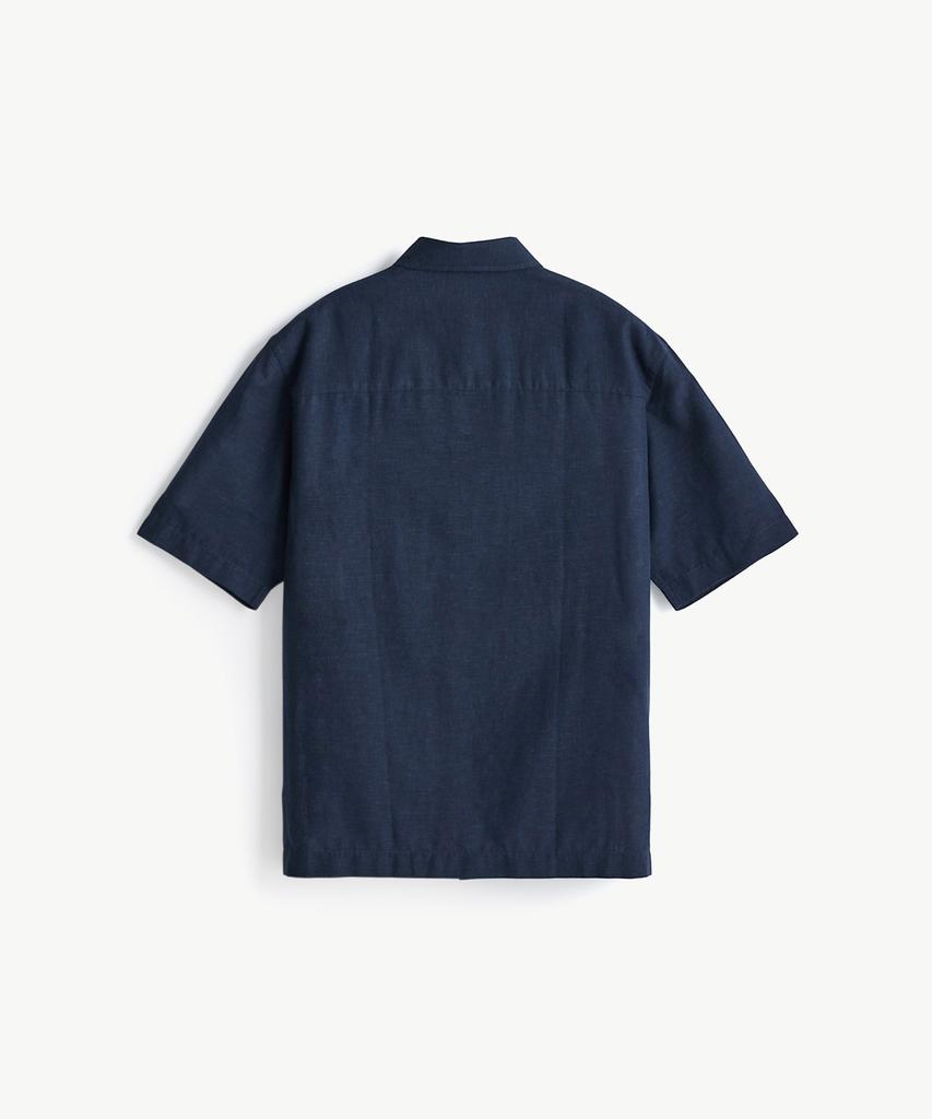 STCO Gentlemens Philosophy [Mother-Of-Pearl Buttons] Soft Linen Short Sleeve Shirt_Navy (Regular Fit)_Jdsxz56Csn