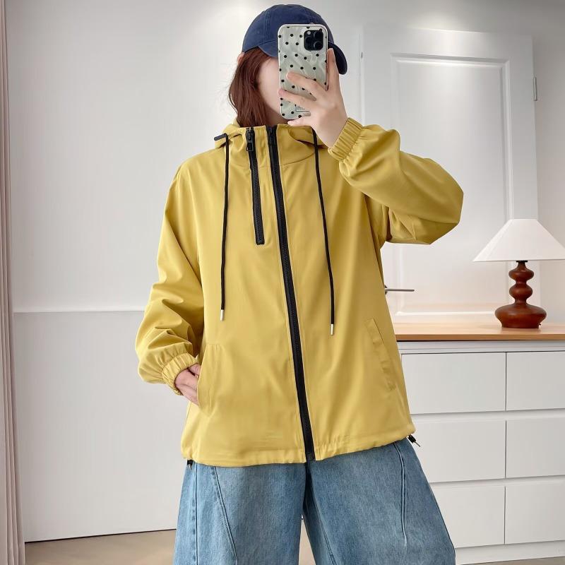 Plus Size Women Hooded Sporty Casual Windbreaker Outerwear Coat
