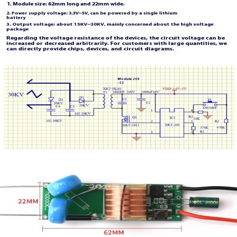 Up Inverter Arc Igniter Coil Module 30Kv No-Load High Power High Voltage Boost Module Step High Efficiency And Low Heat