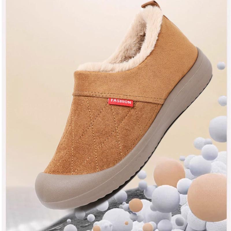 Women's Large Size Soft Sole One Foot Stirrup Winter Warm Fur One Snow Boots Padded Lined Ankle Boots Anti-slip Hiking Sports Cotton Boots