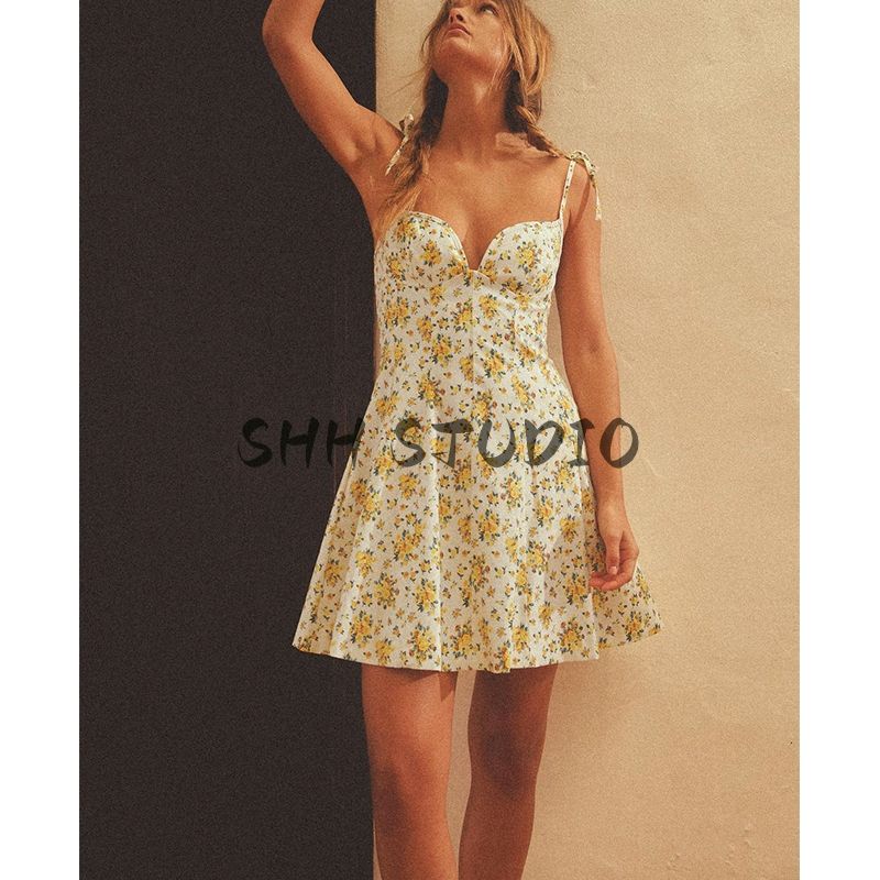 Summer New Product Women's Clothes Retro Flowers Print Poplin Mini Dress 3152346 2888777