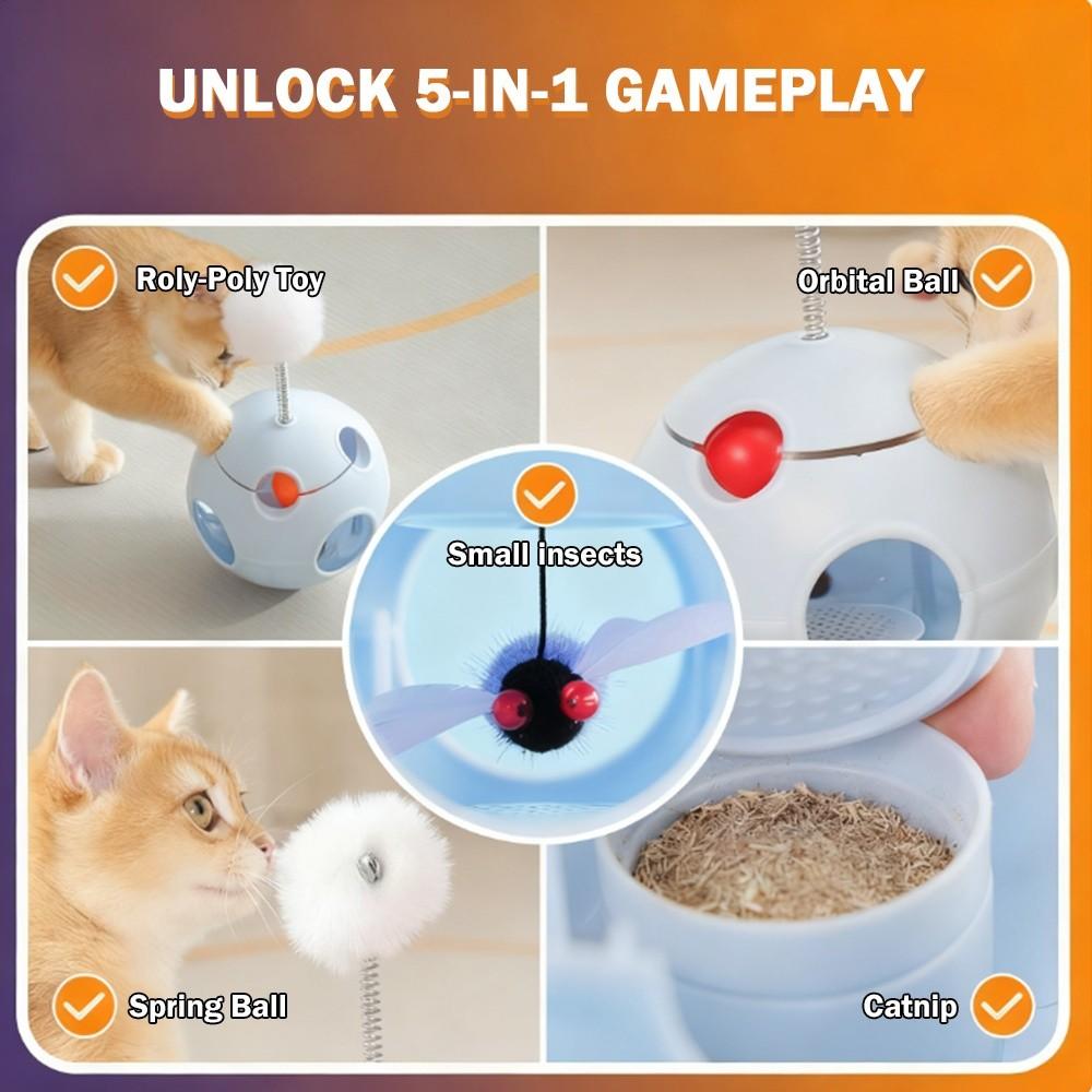 New Fluff Ball Cat Toy Tumbler Pet Supplies Entertain Cats Spring Fluff Ball Multifunctional Interactive Toy Pet Toy