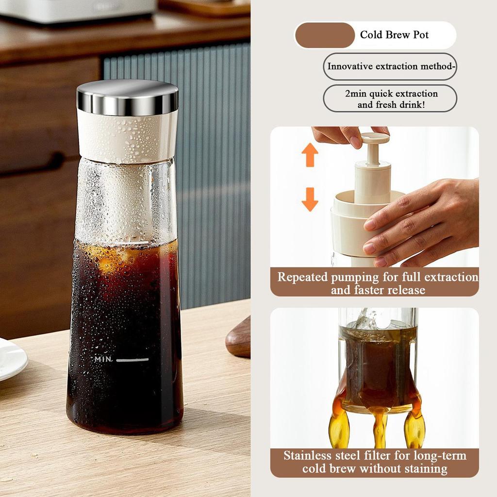 Cold Brew Maker Cold Brew Container 750ml Portable Water Pot Iced Coffee Pitcher For Family Daily Use Picnic Camping Backyard