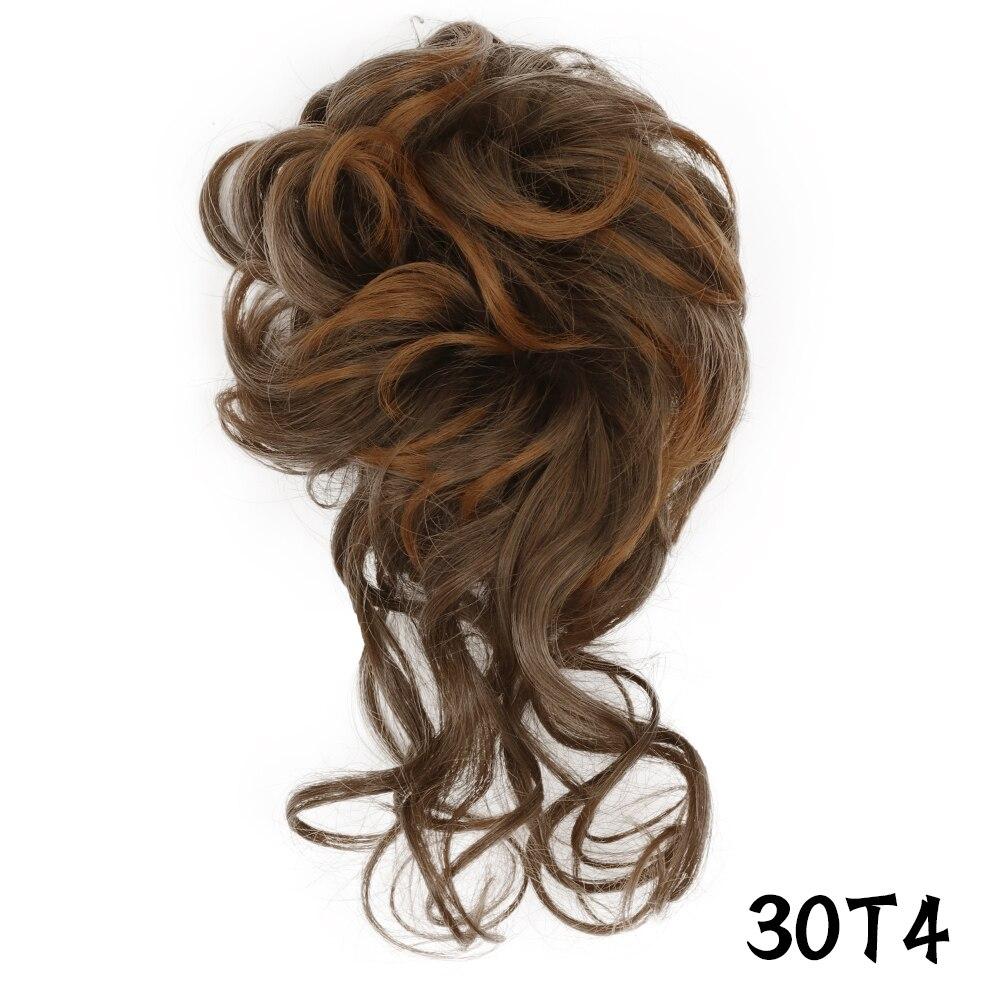 MERISIHAIR Damen-Haarknoten aus Kunstfaser, unordentlicher Chignon, lockiges Haar, elastischer unordentlicher Chignon für Damen, Haarteile, Schwarz, Braun