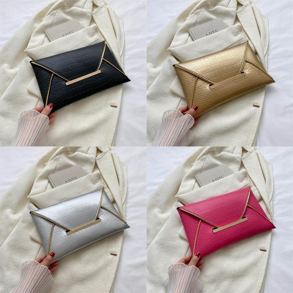 Trendige Schwarz-Gold PU Umschlag-Clutch-Tasche für Damen Stylisches Sommerparty-Accessoire