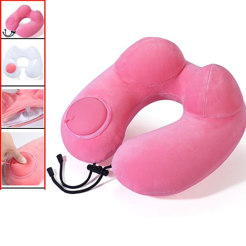 OEING Upgraded Press-Type Inflatable Travel U-Pillow