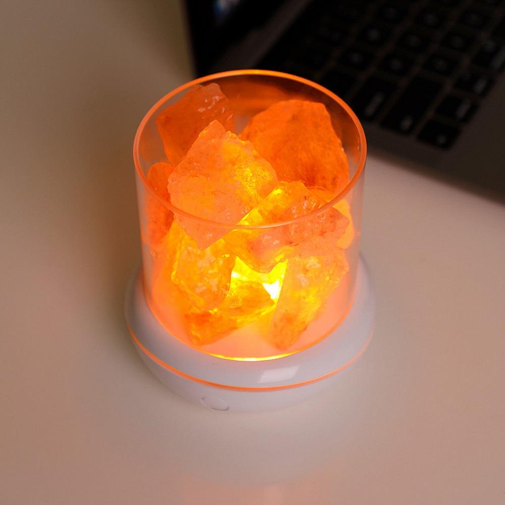 5V Salt Stone Night Light USB Powered Aromatherapy Diffuser LED Rock Crystal Night Lamp  Office