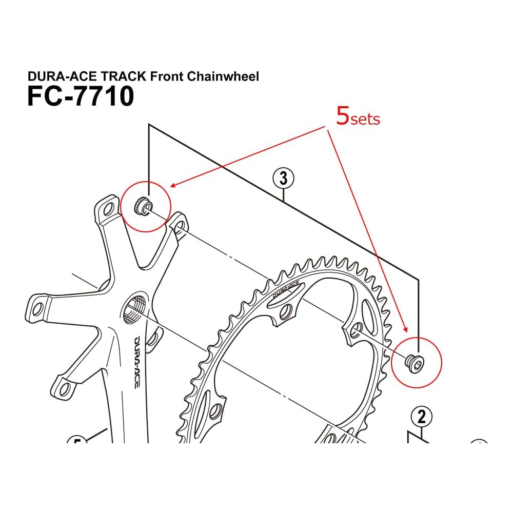 Shimano Gear Locking Bolt M8x6 and Nut Set (5 Pieces Each) Hardware Fasteners