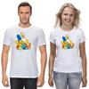 The Simpsons,Homer,Marge,Bart,Lisa Figure, Short Sleeve White-Black Men's / Women's T-Shirt C002