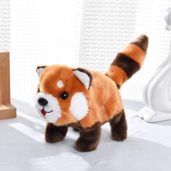Electric Plush Red Panda Toy Interactive Walking Tail Wagging Raccoon Doll Handmade Toddlers Educational Simulation Stuffed Animal Toy