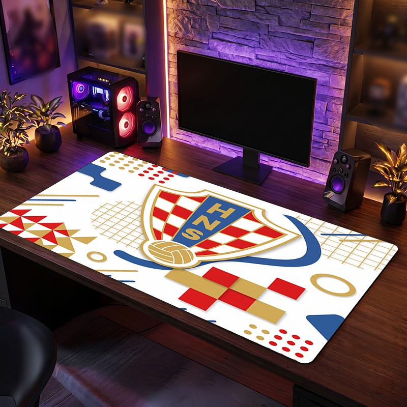 Croatia Football Crest Mouse Pad, Extended Non Slip Rubber Desk Mat for Gaming Office Laptop Fan Gift