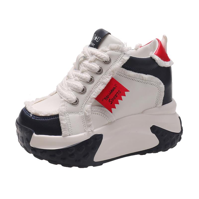 Fashion 10CM Women High Platform Sneakers New Autumn Breathable Chunky Dad Casual Shoes Thick Sole Trainers Leather Sneakers Woman