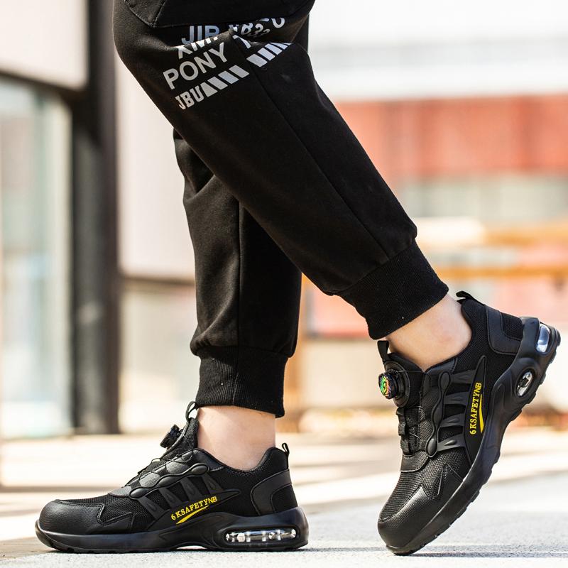 Rotating Button Breathable Work Shoes For Men Anti-Smash Anti Puncture Safety Shoes Men Boots Indestructible Shoes Male Sneakers