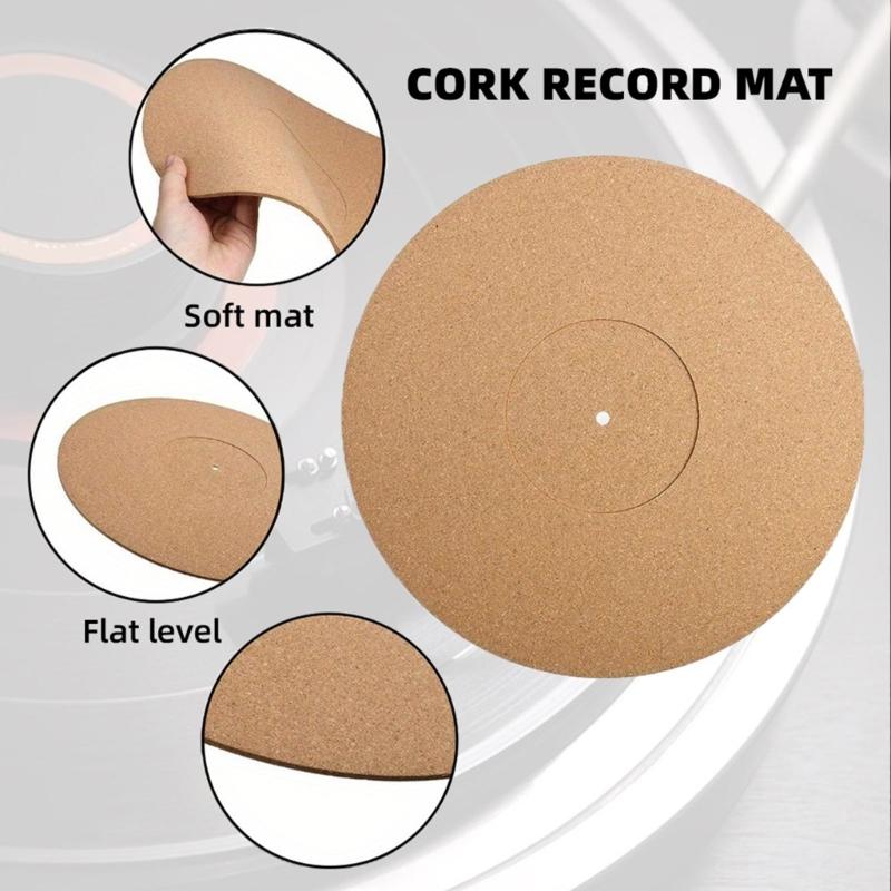 Records Player Slipmat Mats Turntables Pad Antistatic Cork NonSlip, Thick Vinyls Player Pad for Demanding Audiophiles