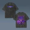T-shirt Oversize Lavata Stampa Gengar Vintage Lavata a Maniche Corte da Uomo e Donna Moda Estiva 2026 Abbigliamento
