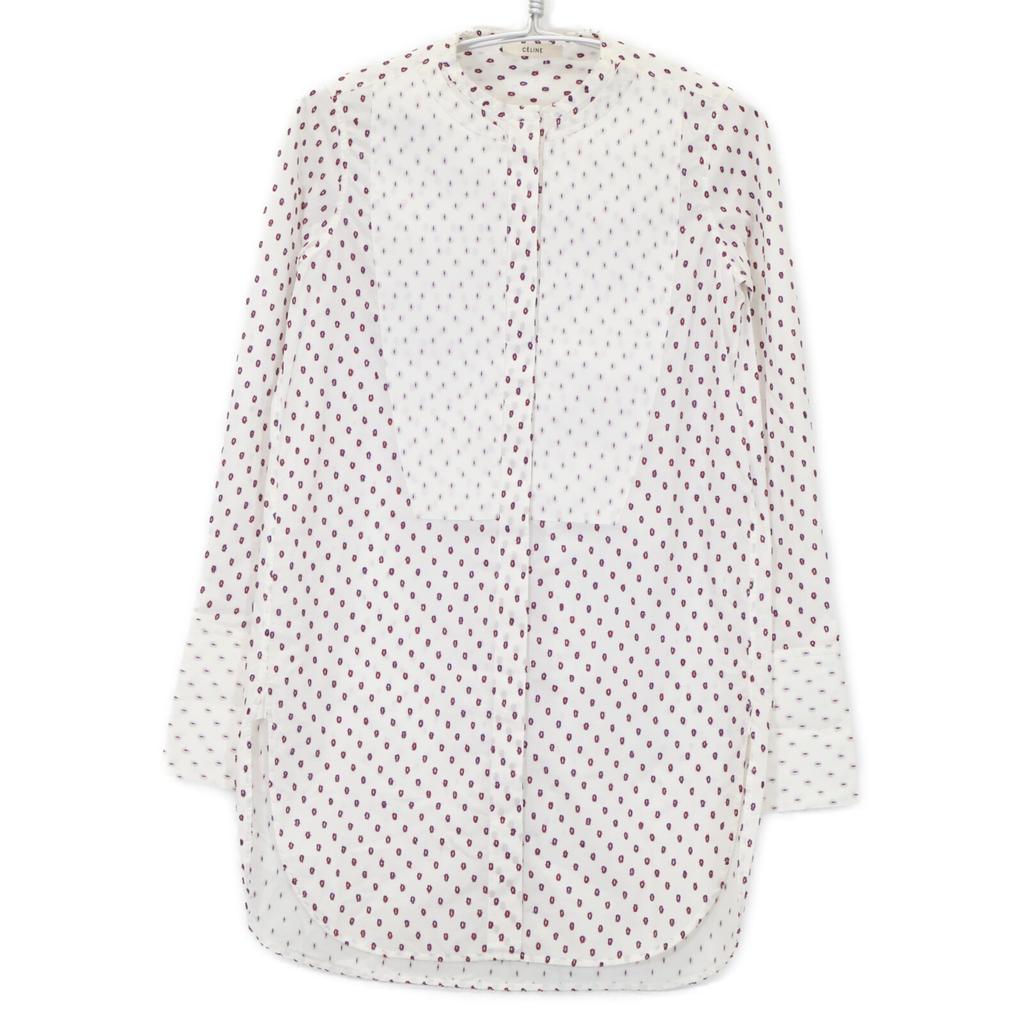Celine 2 0M36/6712 White Phoebe Dot Tuxedo Shirt Tops 34 whiteUsed