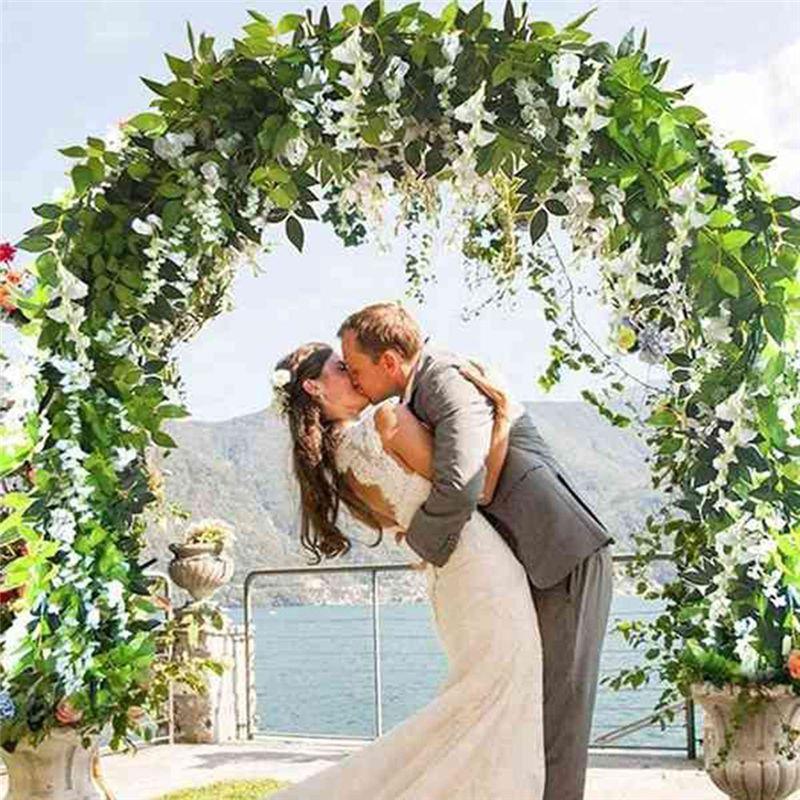 Good-5Pcs 6.23Ft/Piece Wisteria Vine Artificial Hanging Flowers Garland Wisteria Hanging Flower For Wedding Arch Floral Decor
