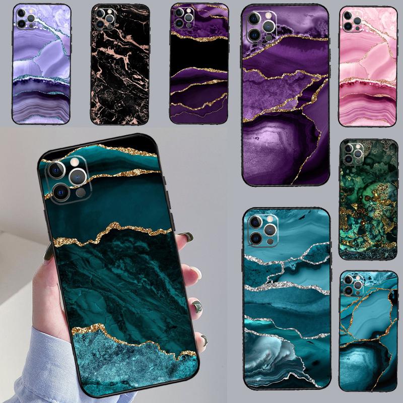 Teal Blue Gold Agate Marble For Honor Magic 7 Lite 6 8 Case For Honor 200 400 Pro 90 70 50 X8c X8b X9a X9b X9c X9d Win RT