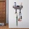 Space Saving Ironing Board Organize Wall Rack with Metal Frame & Wood Basket Laundry Room Ironing Equipment Holder