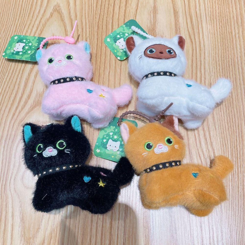 Girl Heart Simulation Kitten Pendant Fluffy Stuffed Plush Cat Key Chain  Backpack Decor