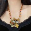 Beaded Crystal Cat Necklace Earrings Exaggerated Collarbone Chain Women  Party
