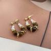 Vintage Maillard Style Opal Splicing Pearl Earrings Exquisite Compact Geometric Earrings