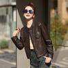 Women's Genuine Leather Baseball Jacket - Spring/Autumn 2025, Haining Sheepskin, Small Size, Short Coat.