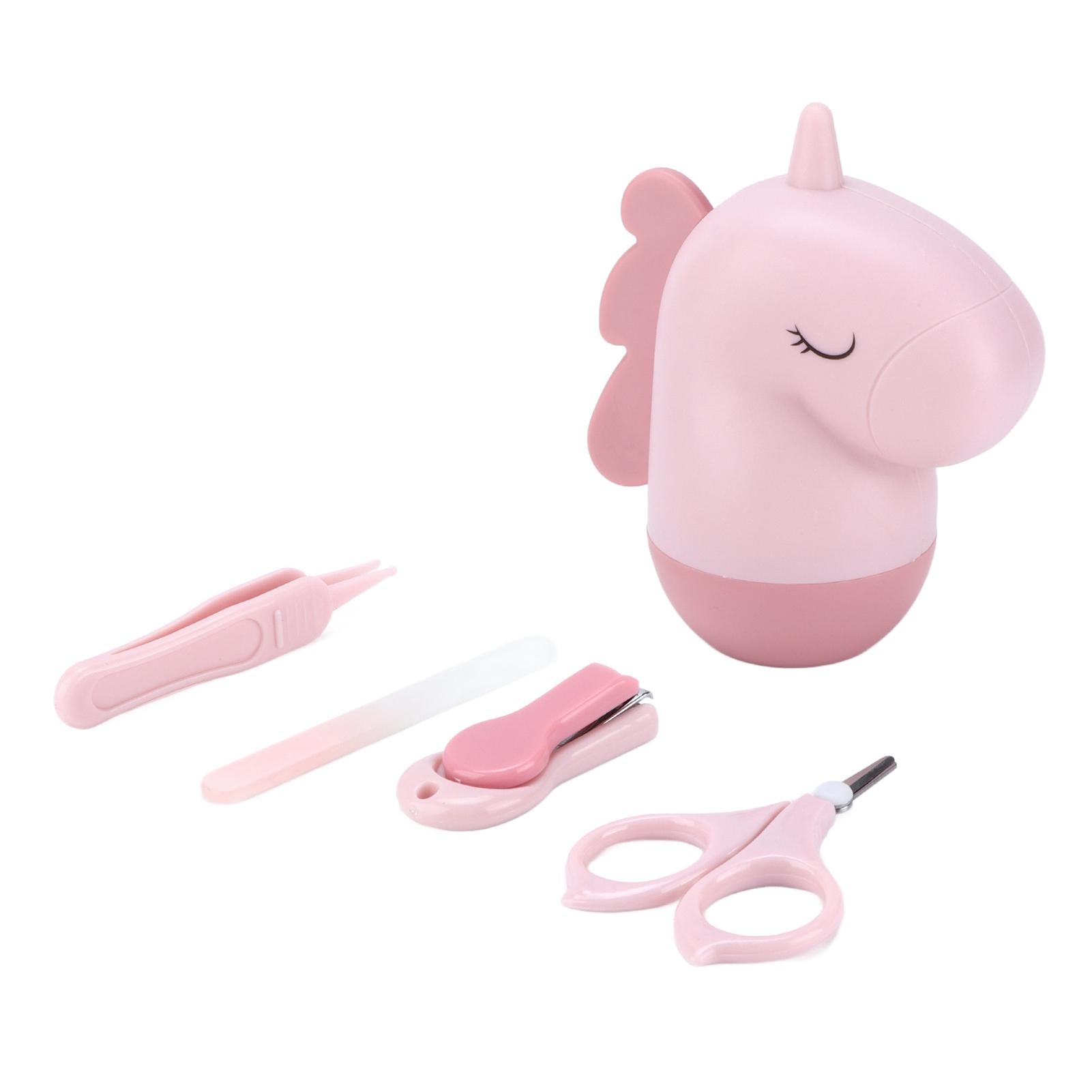 Nail Clippers Kit Cartoon Shape Stainless Steel Baby Nail Trimmer with Tweezers Nail File Storage Box for Baby Nail Care