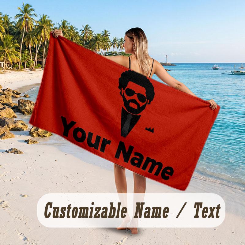 Custom Name Large Beach Towel,The Weeknd Quick Absorbent Towel For Outdoor Travel Poolside