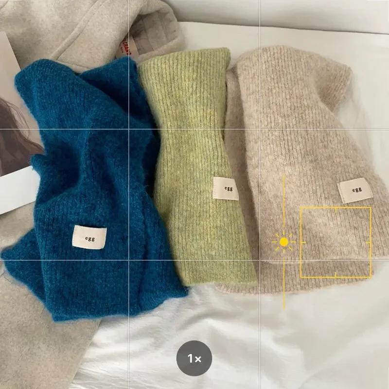 Winter Mohair Scarf Women Luxury Cashmere Scarves Thicken Warmer Soft Pashmina Shawls Wraps Female Pure Color Knitted Long Scarf