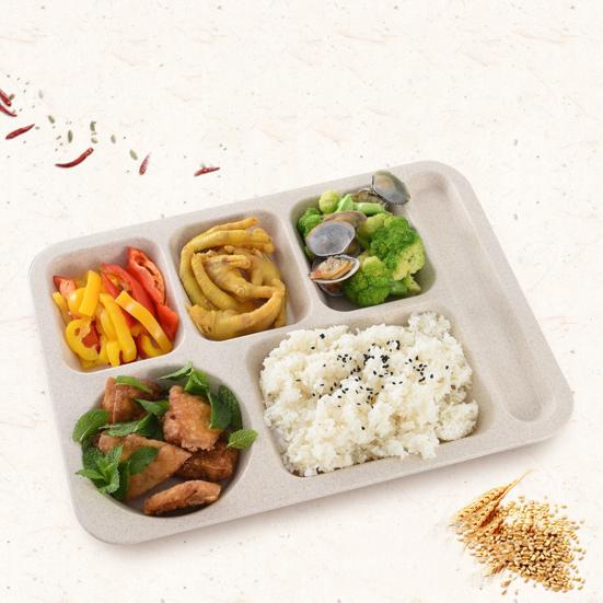 1 Set Individual Grid Stackable Food Plate Plastic Practical Food-grade Food Tray for Home