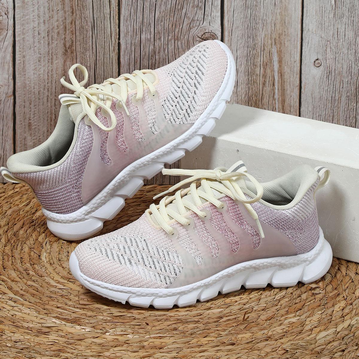 Flying woven breathable lightweight running shoes soft sole comfortable student sports shoes couple casual shoes 35