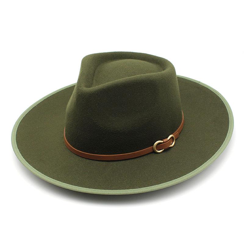 Woolen Top Hat Casual Retro Hemming Flat-Brimmed Hat Atmospheric Versatile Performance Jazz Hat