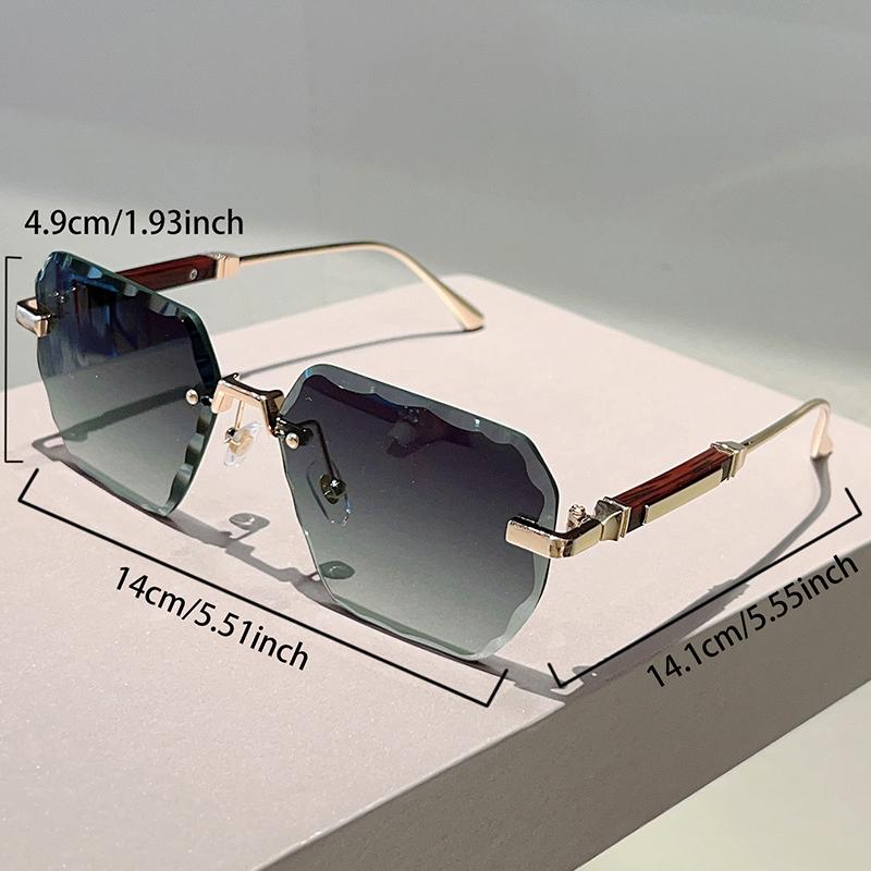 Oversized Rimless Sunglasses Men Fashion Gradient Multi-color Shades Women Trendy Luxury Brand Design Decor Sun Glasses