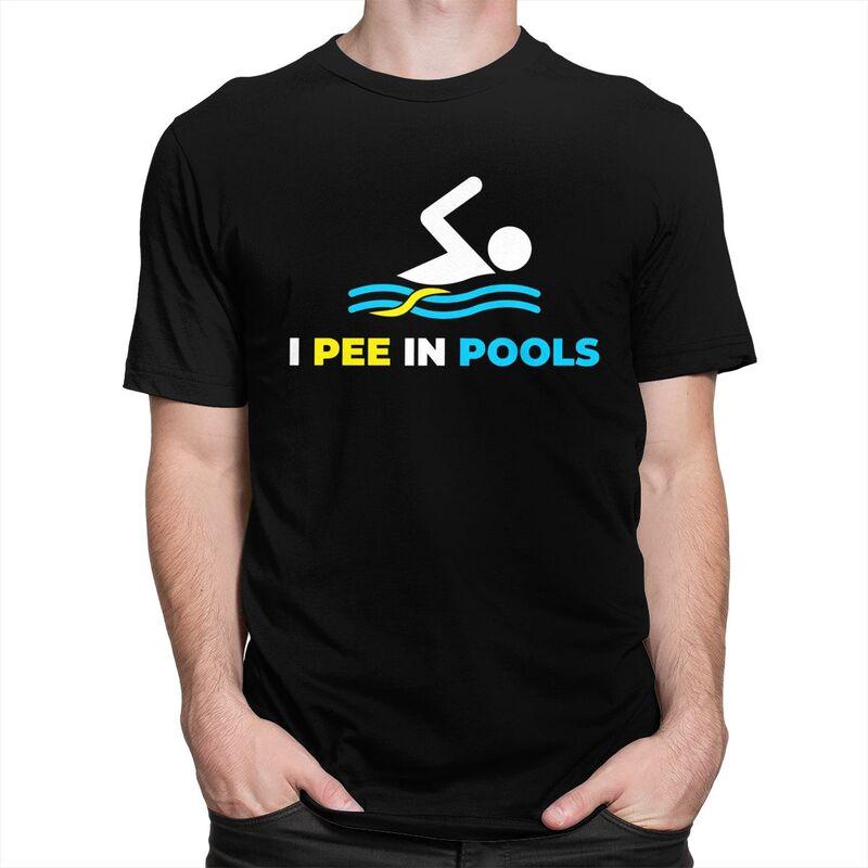 Individuelles Mode Lustiges Schwimmen Ich Pisse in Pools T-Shirt Herren Kurzarm-T-Shirts Streetwear Tee 100% Baumwolle Übergroßes T-Shirt Geschenk