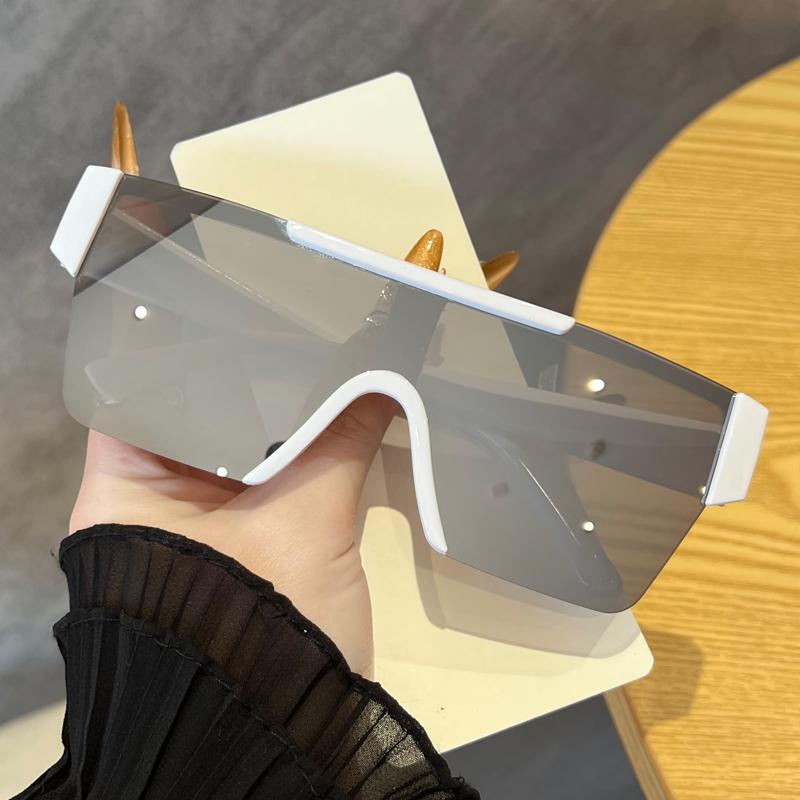 Outdoor Sports One Piece Cycling Sunglasses For Men's And Women's Large Frame Water Silver Cyberpunk Motorcycle Mirror Shades UV Resistant