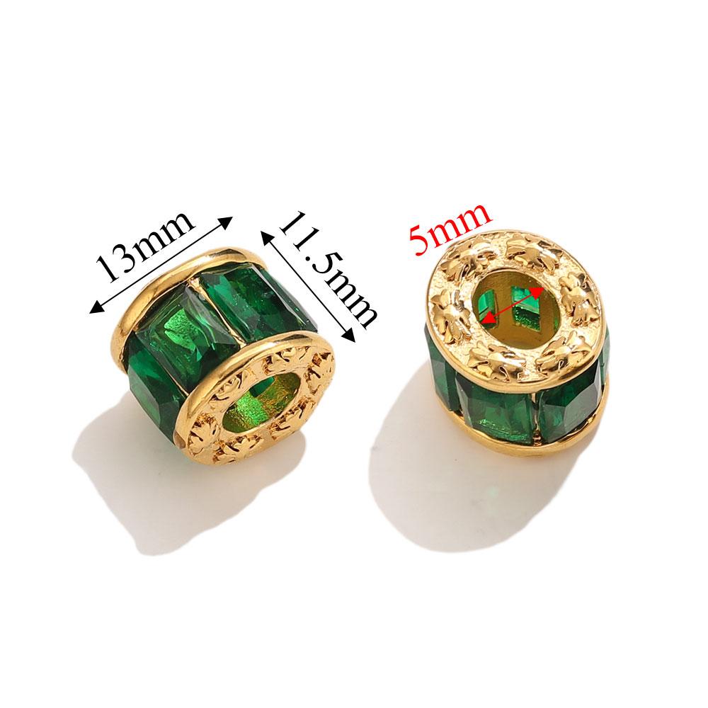 2pcs Stainless Steel Zircon Oval Spacer Beads For Jewelry Making DIY Big Hole Loose Beads Jewelry Bracelet Necklace Charms Parts Z3245G5