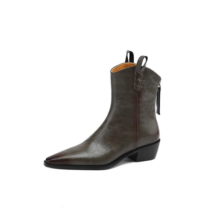 

Colorful Western Pointed Toe Ankle Boots for Women - Mid Heel, Large Sizes Available 39