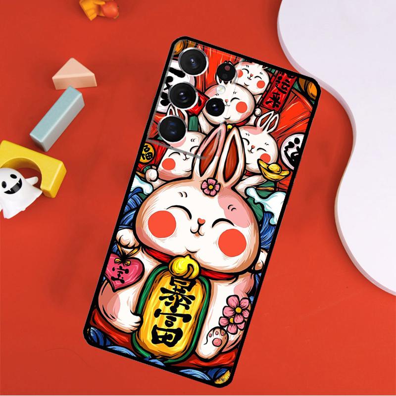 Cat Dragon Rabbit Chinese Style Phone Case For Samsung Galaxy S24 Ultra S25 Ultra S9 S10 S20 S21 S22 S23 Plus S24 FE Cover