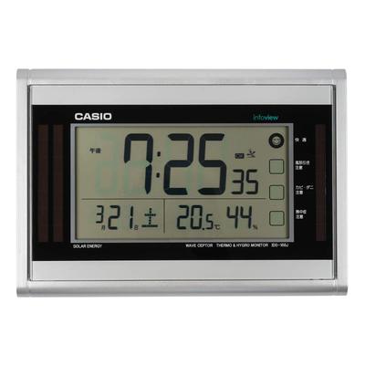 Radio Sveglia da Tavolo Solare Argento Digitale Temperatura Umidità Ambiente Vivibile Visualizzazione Calendario Può Essere Usata come Supporto IDS-160J-8JF